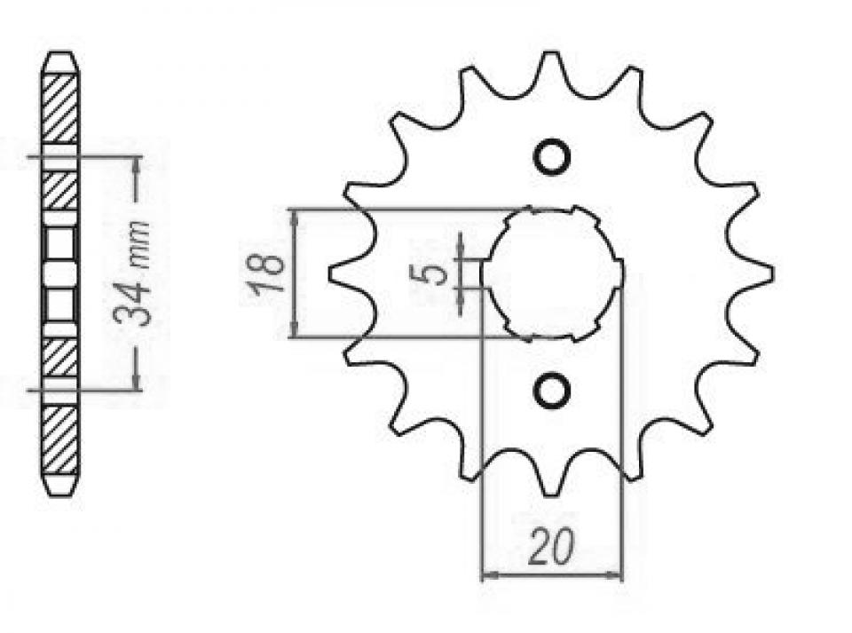 Pignon de sortie de boite Esjot pour Moto Honda 125 Cb S 1975 à 1985 15 dents pas 428 Neuf