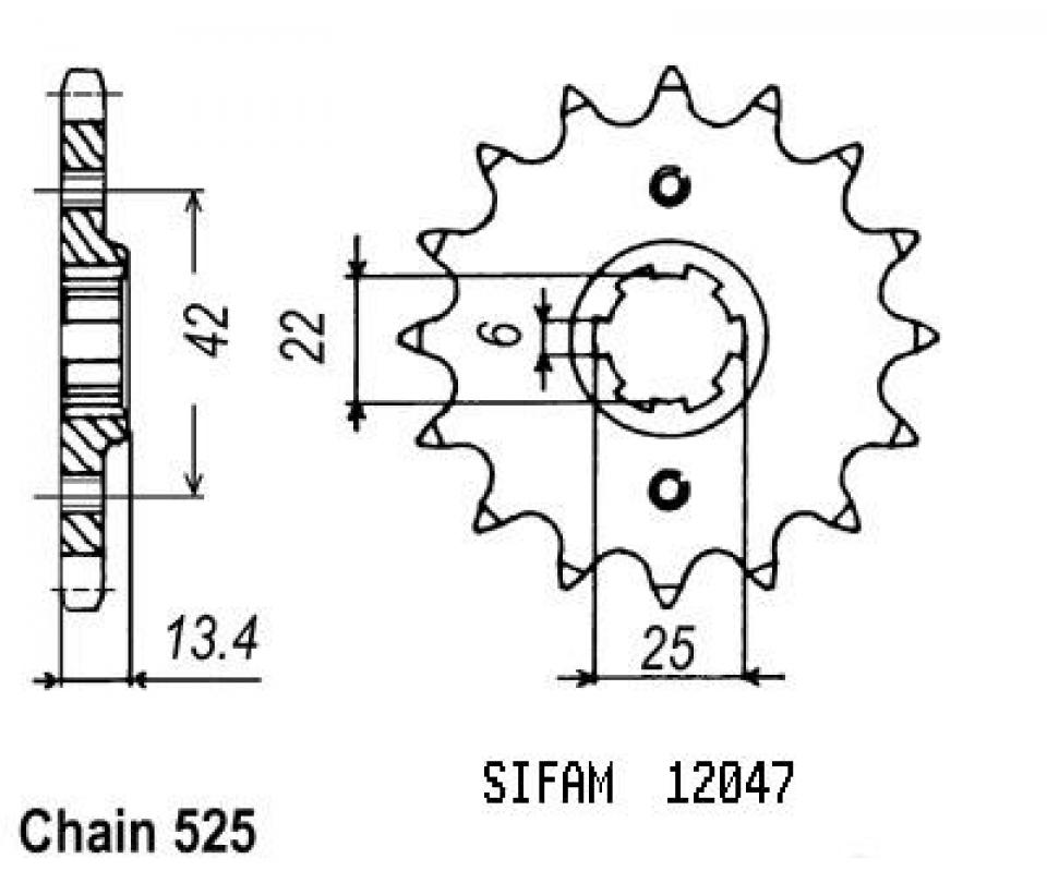 Pignon de sortie de boite Esjot pour Moto Honda 350 Cb Sg Sj 1986 à 1990 16 dents pas 525 Neuf