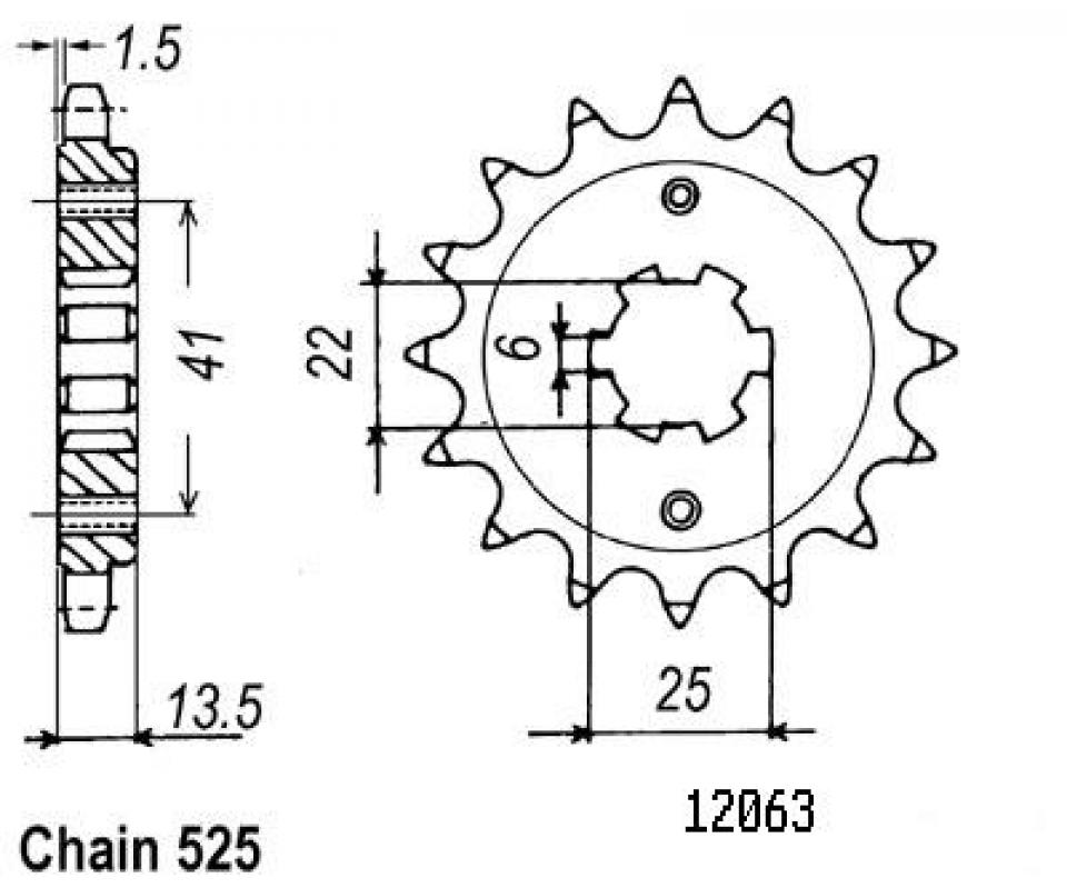 Pignon de sortie de boite Esjot pour Moto Honda 600 Xl V Transalp 1987 à 1988 15 dents pas 525 Neuf