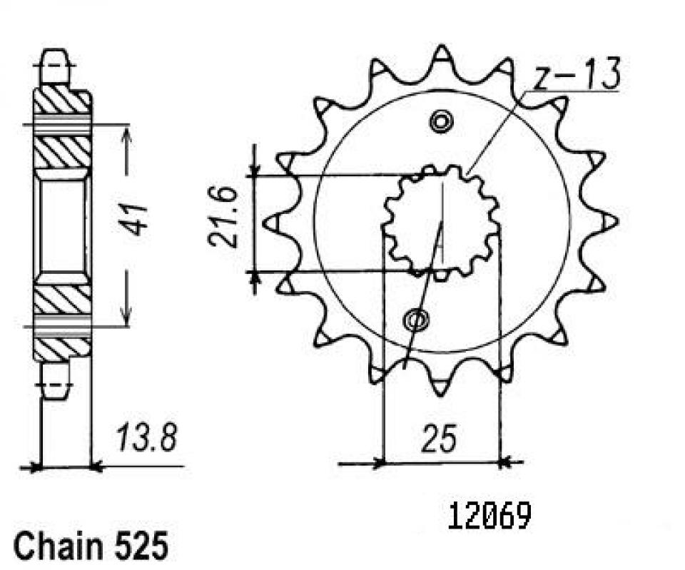 Pignon de sortie de boite Esjot pour Moto Honda 650 XRV Africa twin 1988 à 1990 16 dents pas 525 Neuf