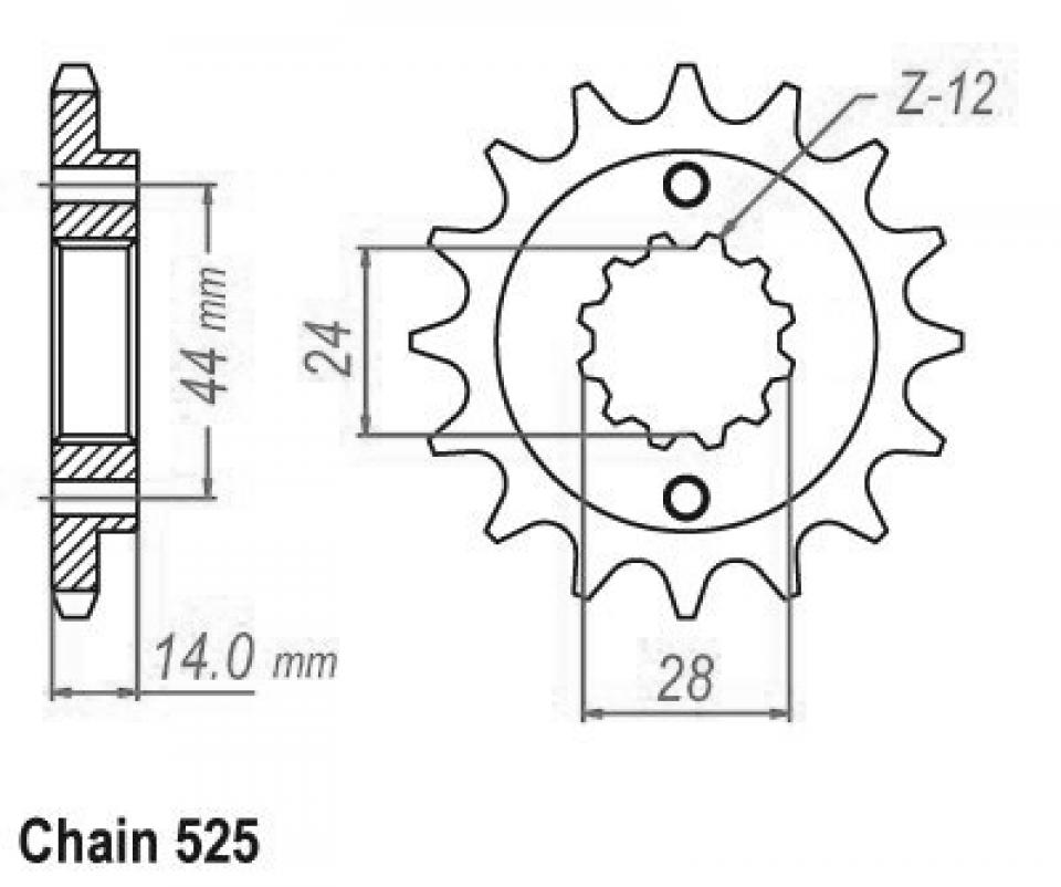 Pignon de sortie de boite Esjot pour Moto Honda 750 XRV Africa twin 1990 à 2003 16 dents pas 525 Neuf