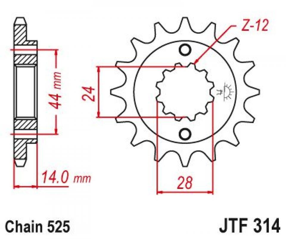 Pignon de sortie de boite Esjot pour Moto Honda 750 XRV Africa twin 1990 à 2003 16 dents pas 525 Neuf