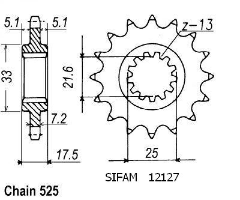 Pignon de sortie de boite Esjot pour moto Honda 400 Cbr Rr 14 dents pas 525 Neuf