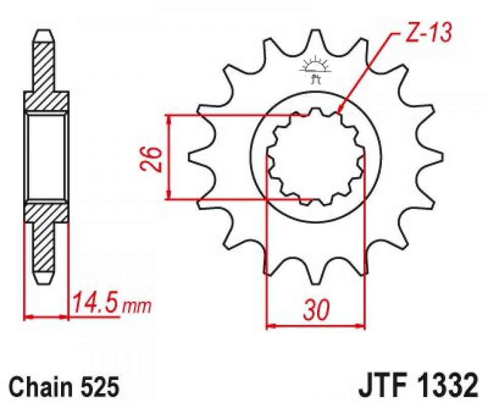 Pignon de sortie de boite Esjot pour Moto Honda 750 Cb F2 Seven Fifty 1992 à 2003 15 dents pas 525 Neuf