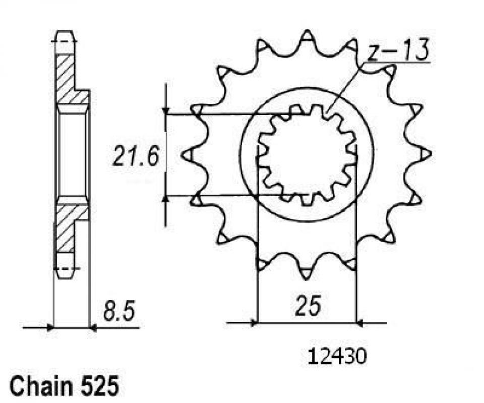 Pignon de sortie de boite Esjot pour Moto Kawasaki 900 Zx-9 R Ninja 2002 à 2003 16 dents pas 525 Neuf