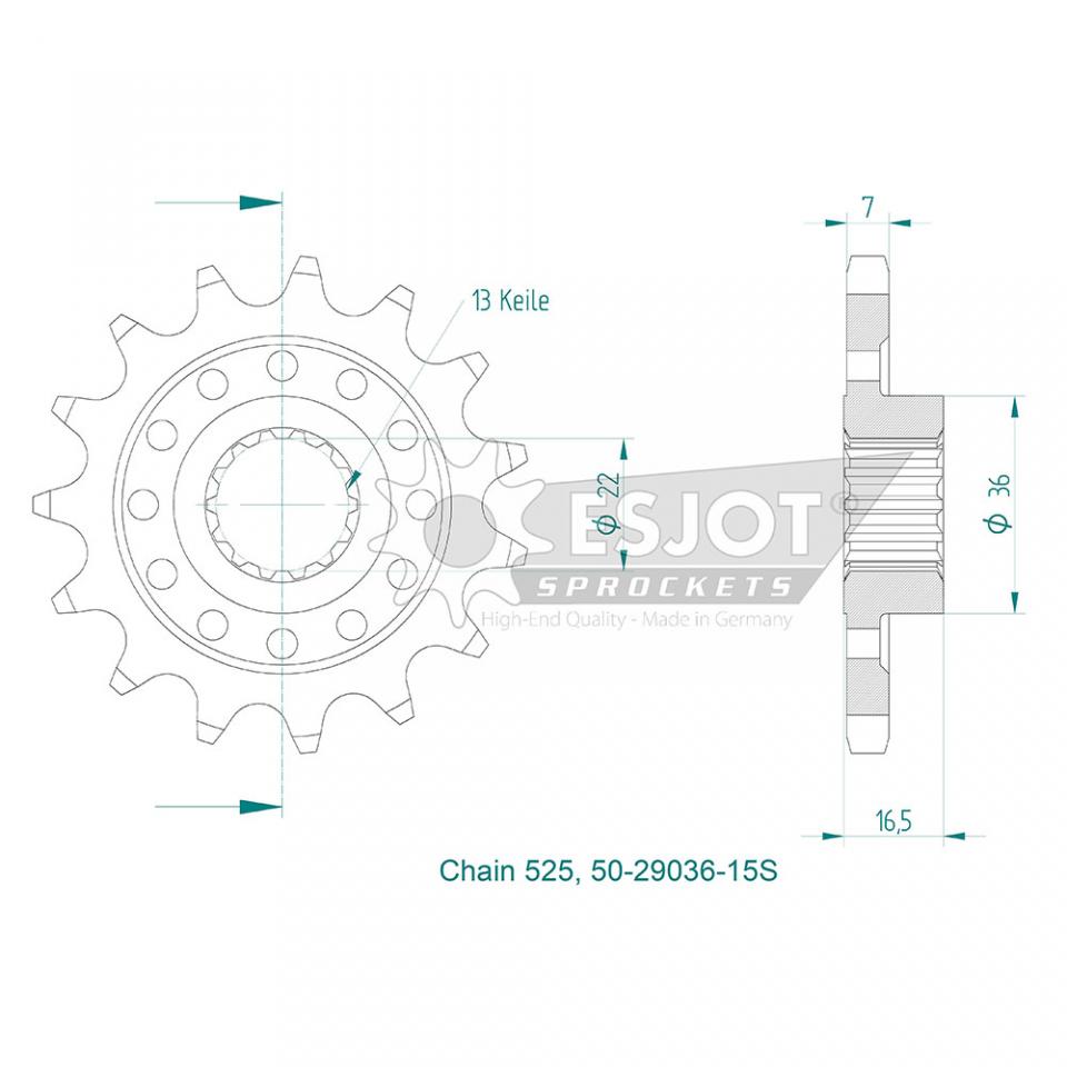 Pignon de sortie de boite Esjot pour Moto Ducati 1100 Hypermotard 2008 à 2009 Neuf