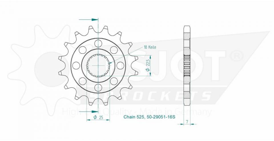 Pignon de sortie de boite Esjot pour Moto Triumph 1200 SPEED TRIPLE RS / RR 2021 à 2022 16 dents pas 525 Neuf