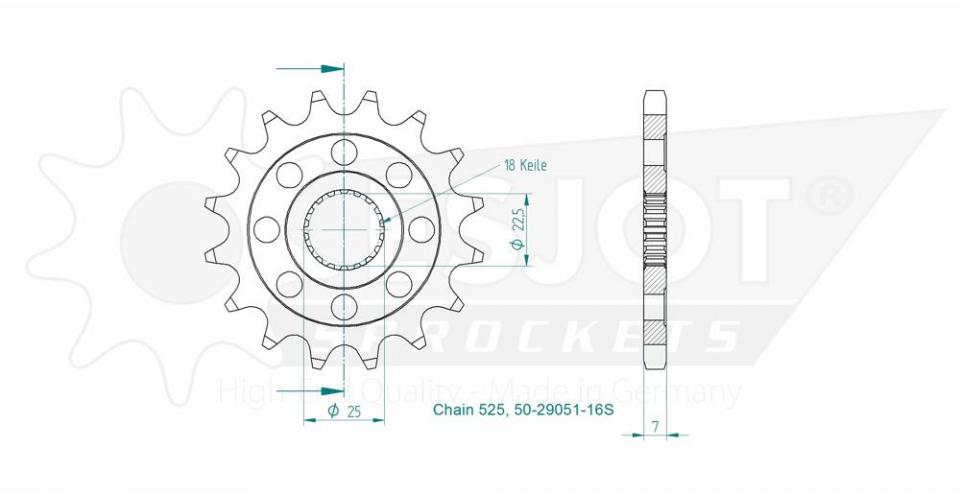 Pignon de sortie de boite Esjot pour Moto Triumph 1200 SCRAMBLER XC 2019 à 2023 16 dents pas 525 Neuf