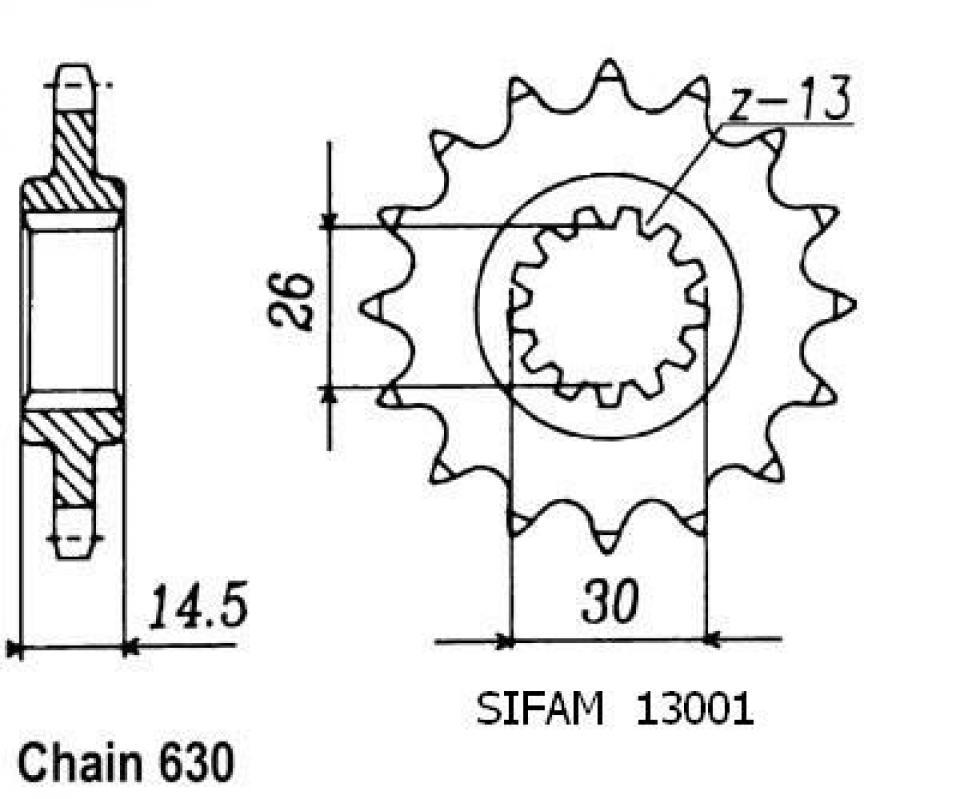 Pignon de sortie de boite Esjot pour Moto Honda 750 Cb Kz 1979 à 1982 15 dents pas 630 Neuf