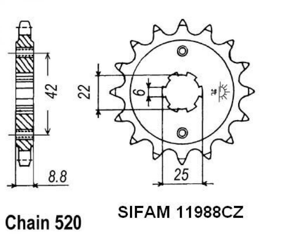 Pignon de sortie de boite Esjot pour Moto Honda 400 Cm Tc 1982 à 1983 Neuf