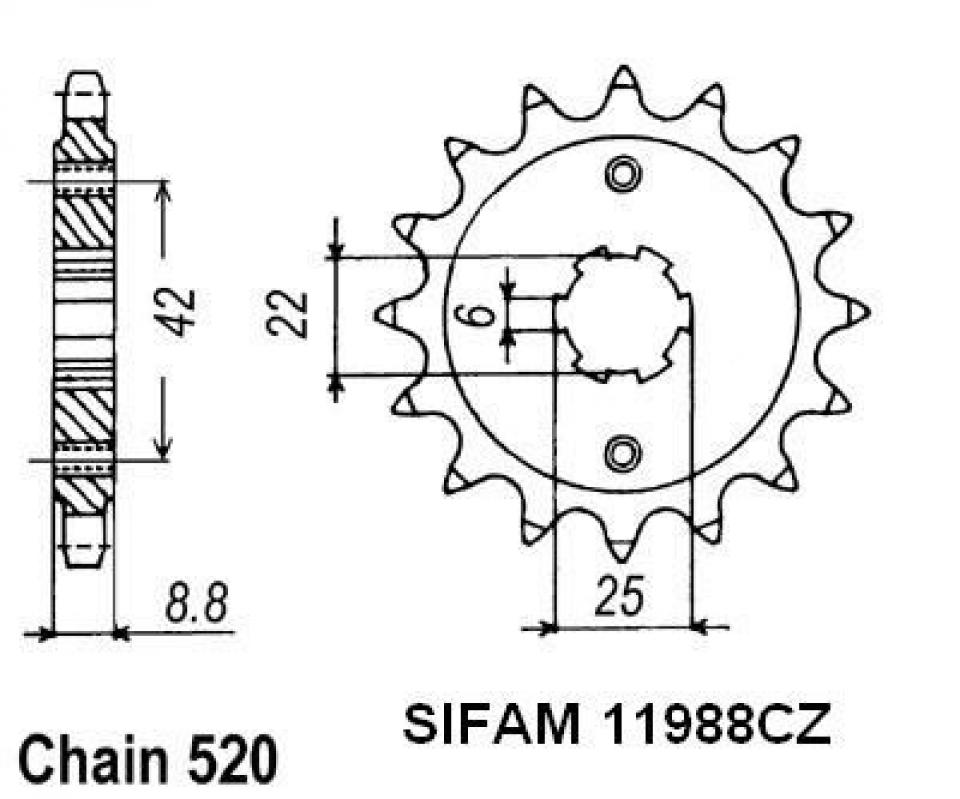 Pignon de sortie de boite Esjot pour Moto Honda 400 Cm Tc 1982 à 1983 Neuf