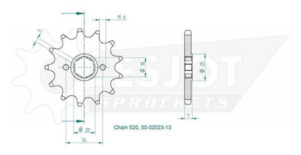 Pignon de sortie de boite Esjot pour Quad Barossa 170 Magna 2003 à 2004 12 dents pas 520 Neuf