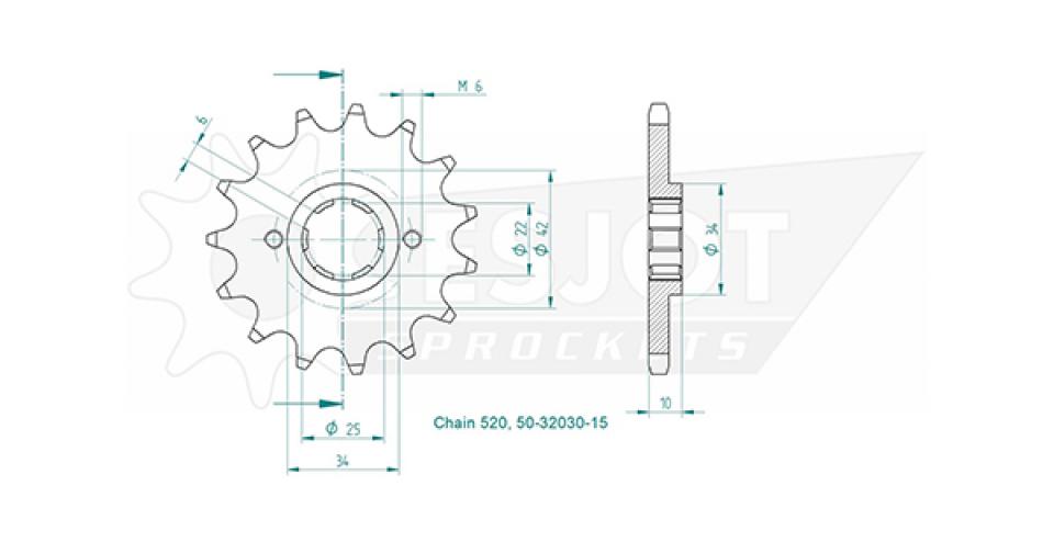 Pignon de sortie de boite Esjot pour Moto Honda 650 Nx Dominator 1988 15 dents pas 520 Neuf