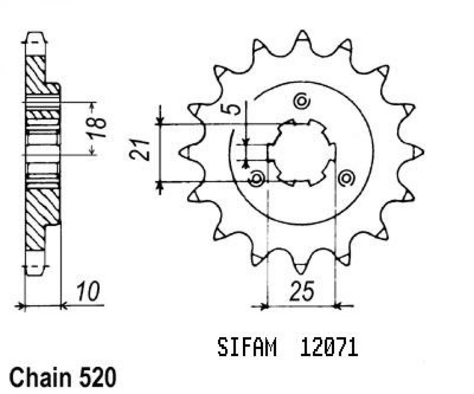 Pignon de sortie de boite Esjot pour Moto Suzuki 750 DR Big 1989 à 1990 15 dents pas 520 Neuf