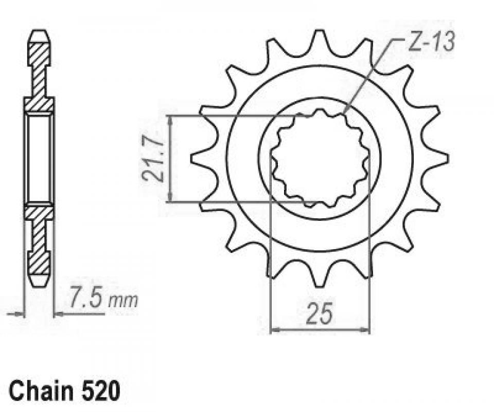 Pignon de sortie de boite Esjot pour Moto Yamaha 750 XTZ Super tenere 1989 à 1998 16 dents pas 520 Neuf