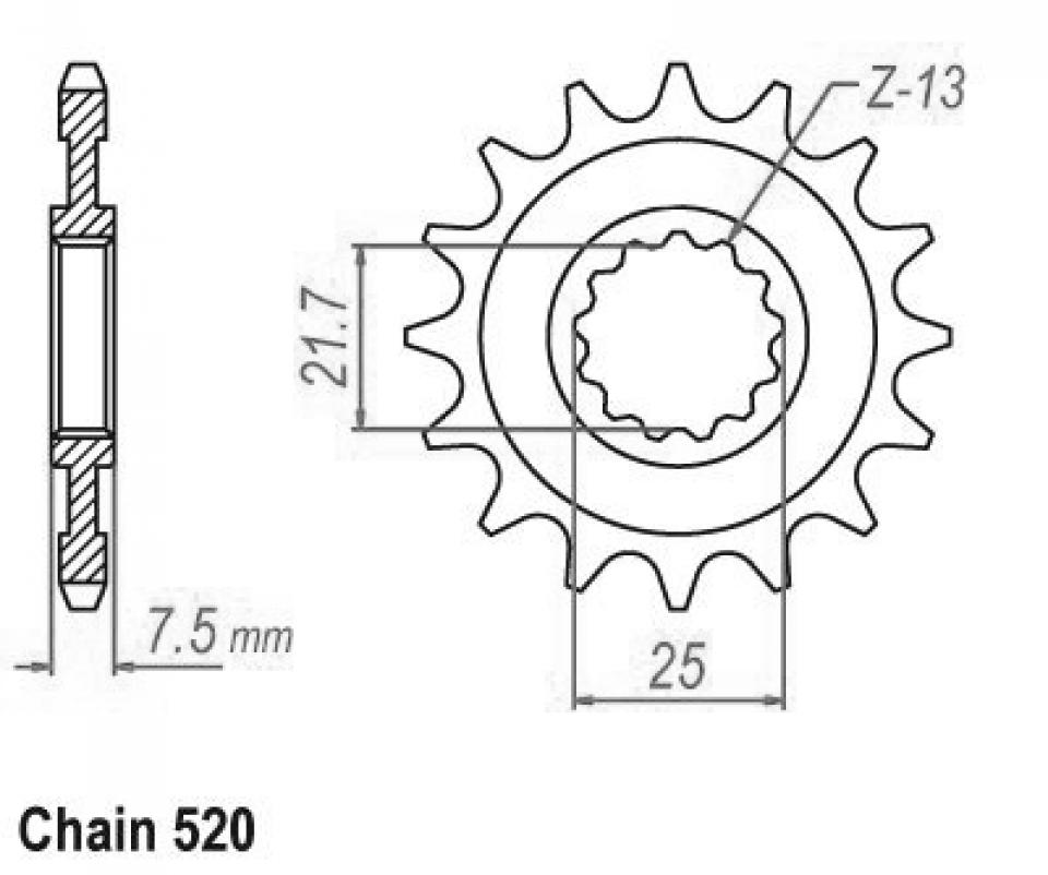 Pignon de sortie de boite Esjot pour Moto Yamaha 750 XTZ Super tenere 1989 à 1998 16 dents pas 520 Neuf