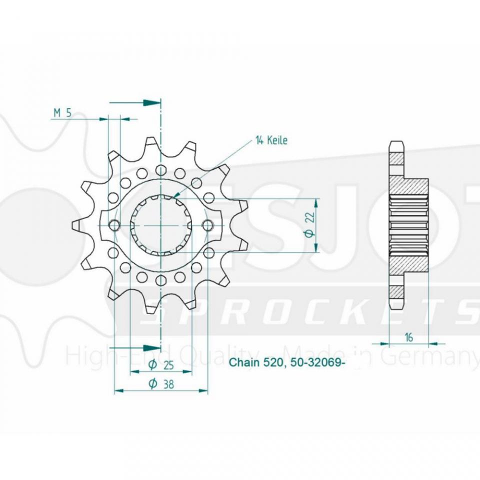 Pignon de sortie de boite Esjot pour Moto Ducati 750 Monster 1996 à 1999 13 dents pas 420 Neuf