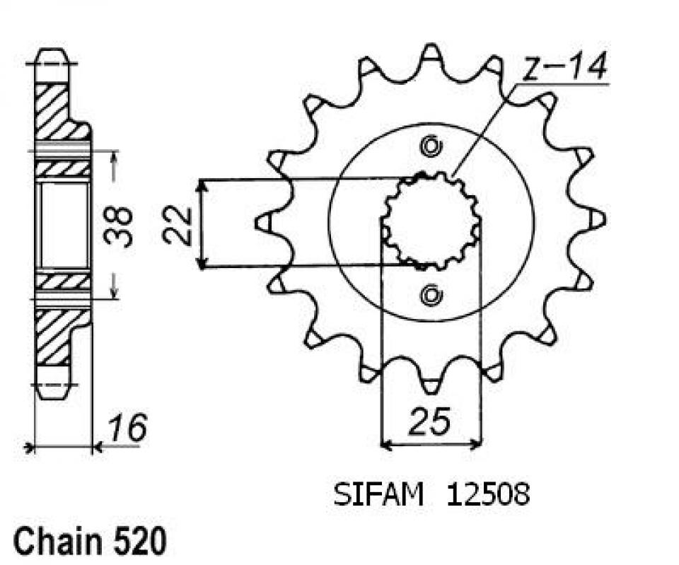 Pignon de sortie de boite Esjot pour Moto Ducati 748 Biposto 1995 à 2003 13 dents pas 520 Neuf