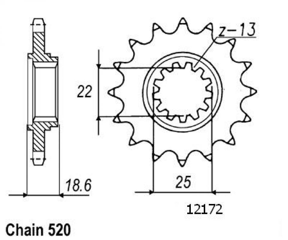 Pignon de sortie de boite Esjot pour Moto Kawasaki 800 Z Zr E 2013 à 2017 15 dents pas 520 Neuf