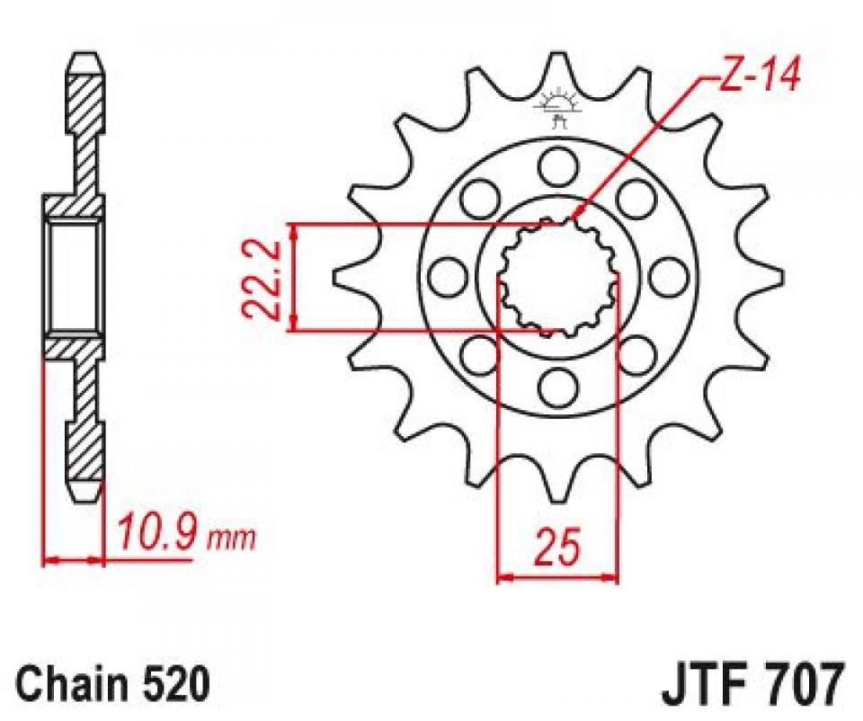 Pignon de sortie de boite Esjot pour Moto Aprilia 450 SXV 2006 à 2015 16 dents pas 520 Neuf