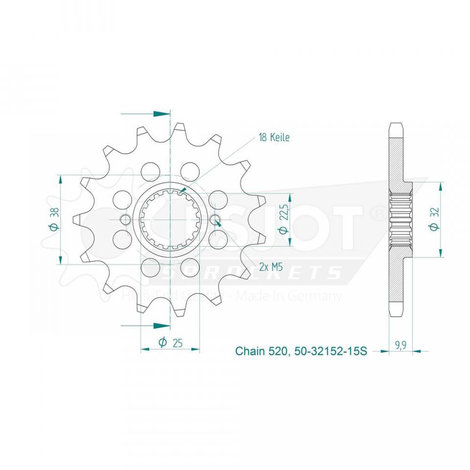 Pignon de sortie de boite Esjot pour Moto Husqvarna 511 SMR 2011 à 2012 15 dents pas 520 Neuf