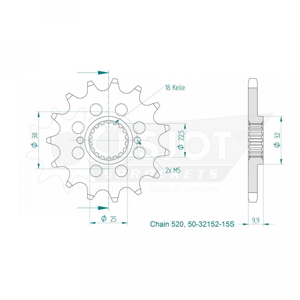 Pignon de sortie de boite Esjot pour Moto Husqvarna 511 SMR 2011 à 2012 15 dents pas 520 Neuf