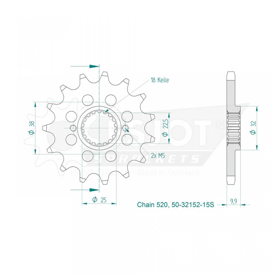 Pignon de sortie de boite Esjot pour Moto Husqvarna 511 SMR 2011 à 2012 15 dents pas 520 Neuf