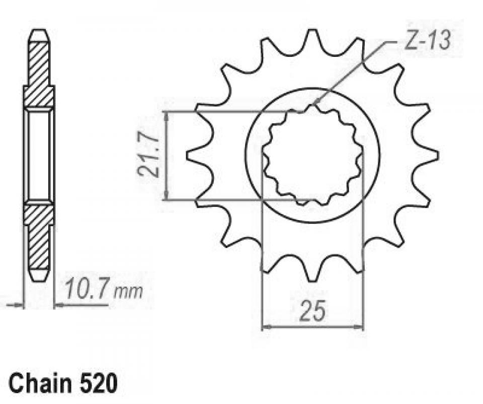 Pignon de sortie de boite Esjot pour Moto Yamaha 600 XJ6 Diversion F/S 2009 à 2016 16 dents pas 520 Neuf