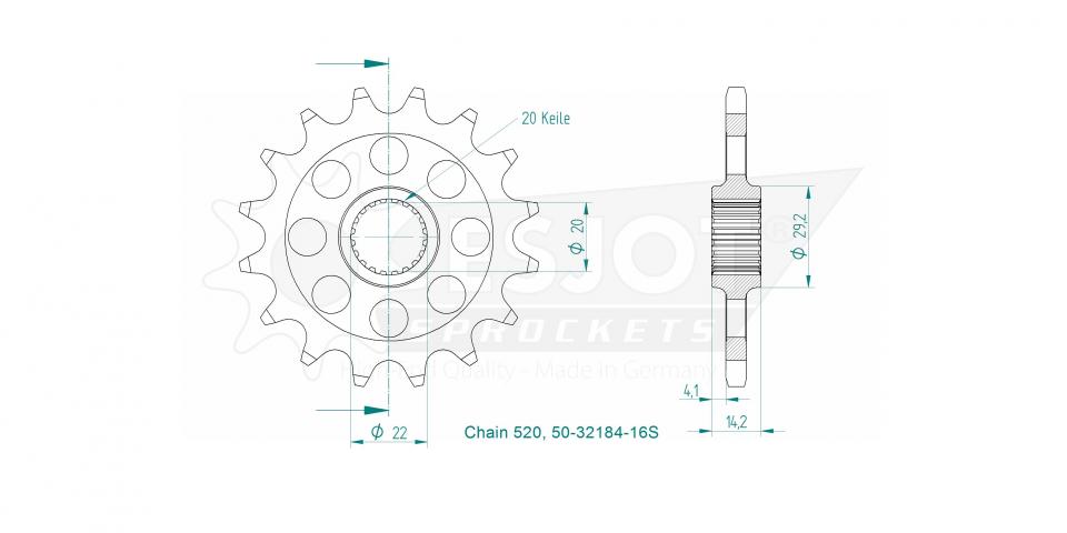 Pignon de sortie de boite Esjot pour Moto BMW 310 G Gs 2017 à 2023 16 dents pas 520 Neuf