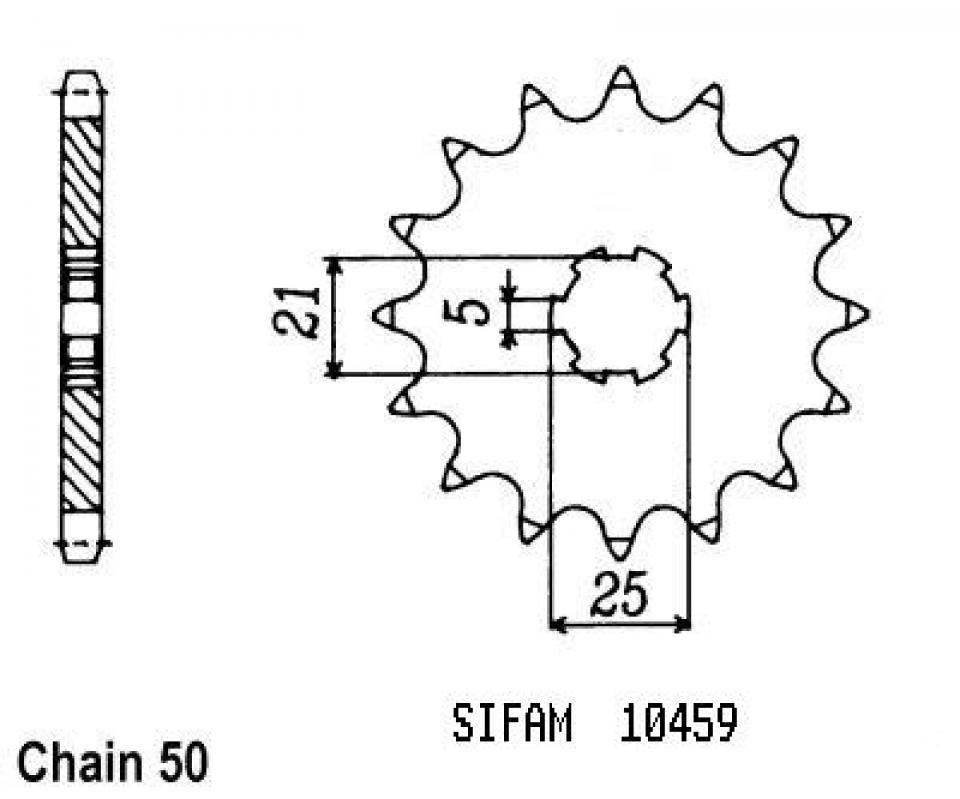 Pignon de sortie de boite Esjot pour Moto Yamaha 350 Rd Lc 1979 à 1981 16 dents pas 530 Neuf