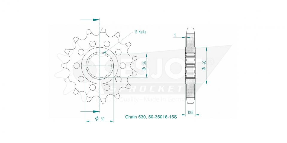 Pignon de sortie de boite Esjot pour Moto Yamaha 1200 Fj Avec Abs 1991 à 1994 15 dents pas 530 Neuf