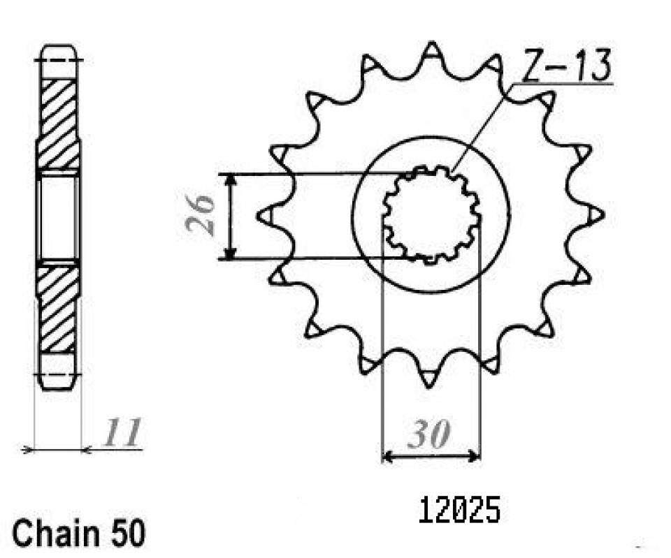 Pignon de sortie de boite Esjot pour Moto Yamaha 500 Rd Lc 1984 à 1986 17 dents pas 530 Neuf