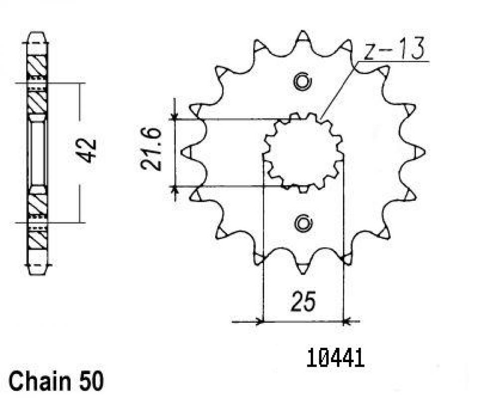 Pignon de sortie de boite Esjot pour Moto Yamaha 500 SR 1978 à 1990 16 dents pas 530 Neuf