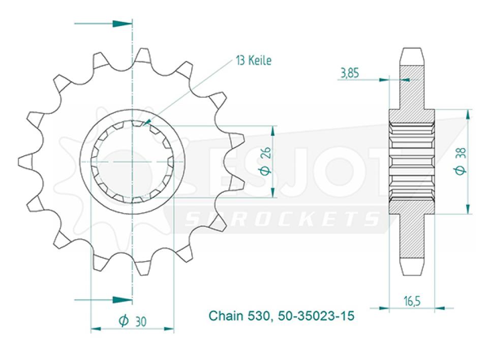 Pignon de sortie de boite Esjot pour Moto Honda 1000 VTR SP2 2002 à 2007 Neuf