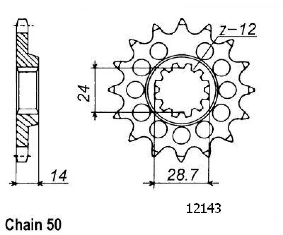 Pignon de sortie de boite Esjot pour Moto Kawasaki 1100 ZRX 1997 à 2003 17 dents pas 530 Neuf