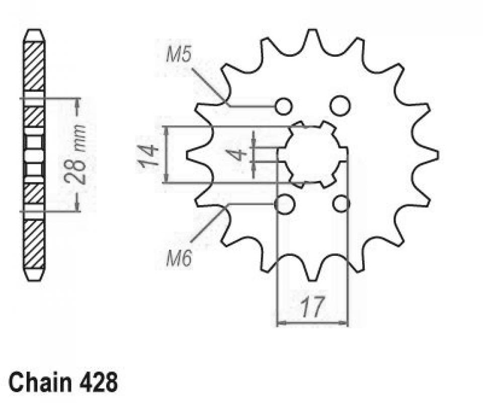 Pignon de sortie de boite Esjot pour Moto Mondial 125 HPS I ABS 2017 à 2021 13 dents pas 428 Neuf