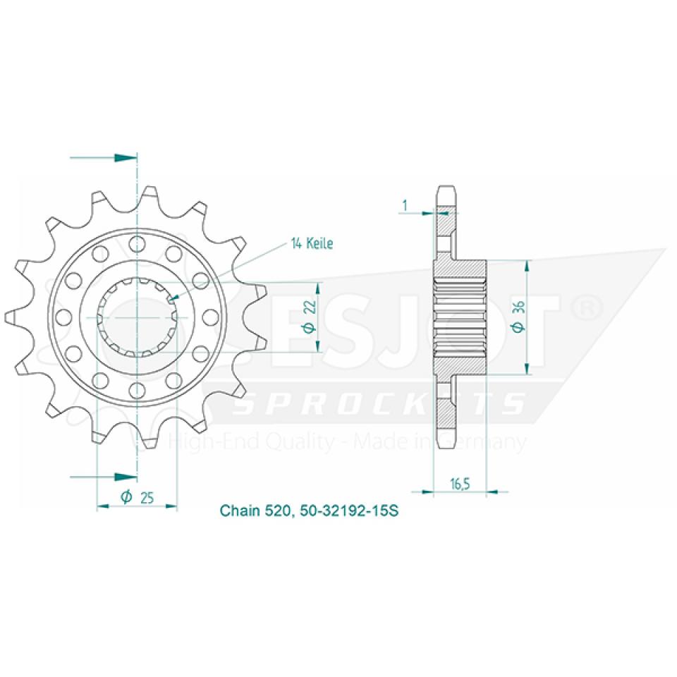 Pignon de sortie de boite Esjot pour Moto Ducati 950 Hypermotard Sp 2019 à 2023 Neuf