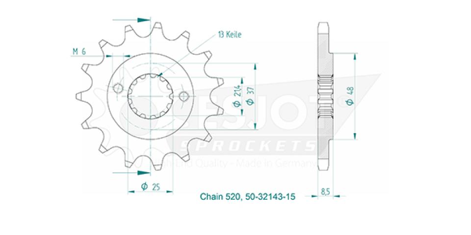 Pignon de sortie de boite Esjot pour Quad Polaris 500 Predator E 2006 Neuf