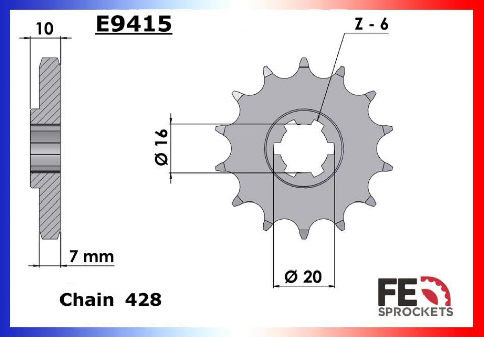 Pignon de sortie de boite France Equipement pour Moto ZONGSHEN 125 14 dents pas 428 Neuf