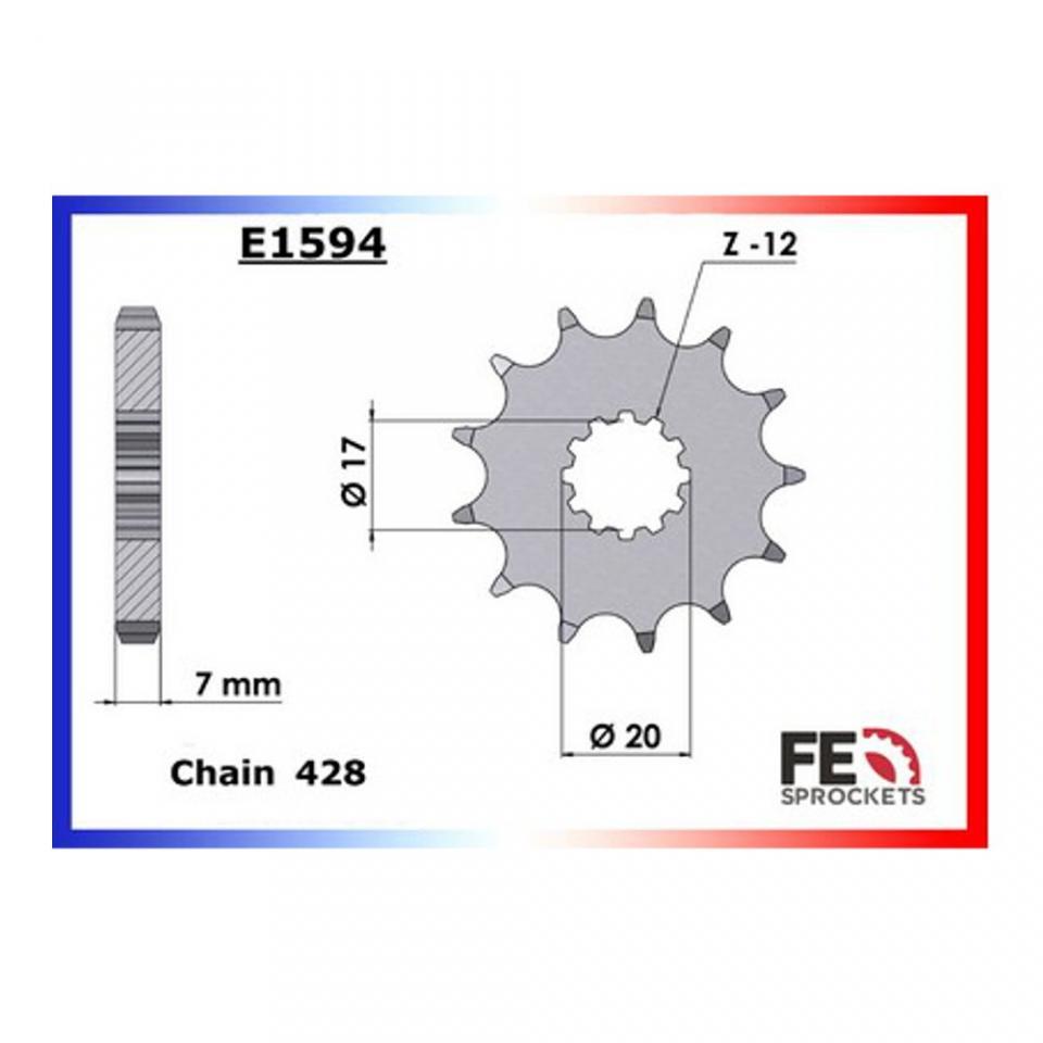 Pignon sortie de boite FE pour moto Sherco 50 HRD 1996 à 2001 13 dts P428 Neuf