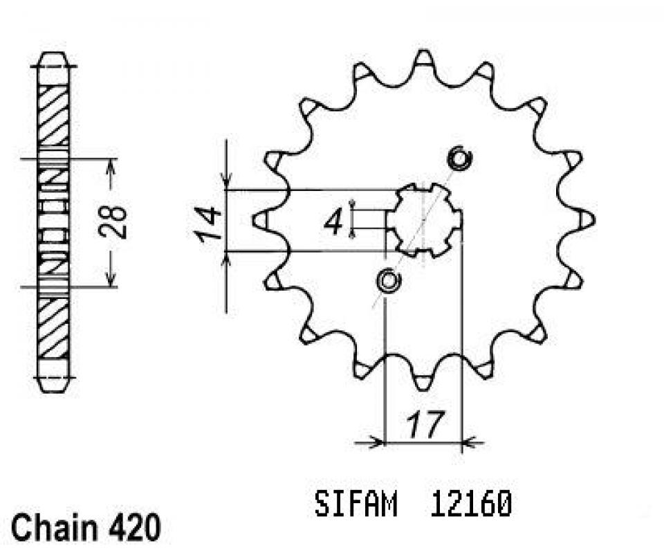 Pignon de sortie de boite Sifam pour Moto Derbi 50 GPR R 2004 à 2008 Neuf