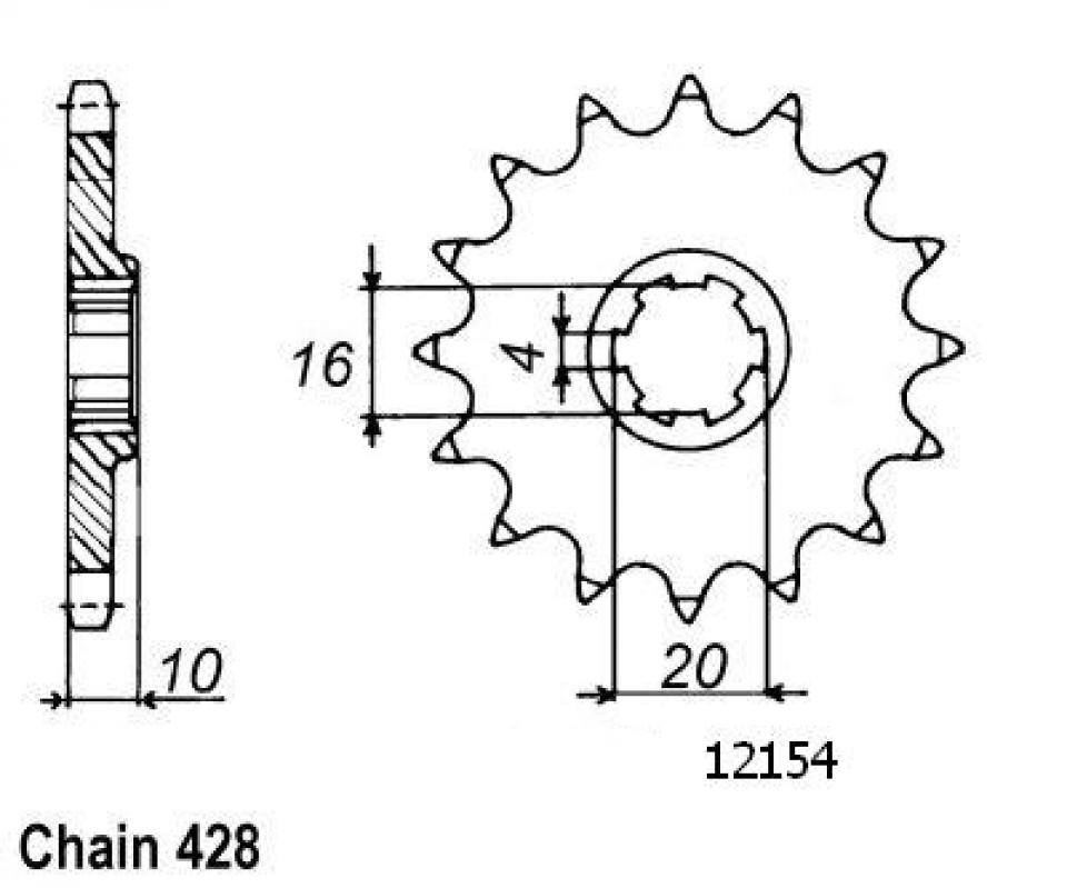 Pignon sortie de boite Esjot pour moto Suzuki 125 GZ Marauder 15 dents pas 428