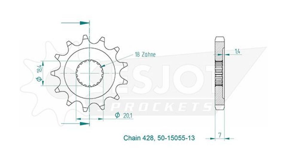 Pignon de sortie de boite Esjot pour Moto Generic 125 Worx 2012 à 2014 Neuf