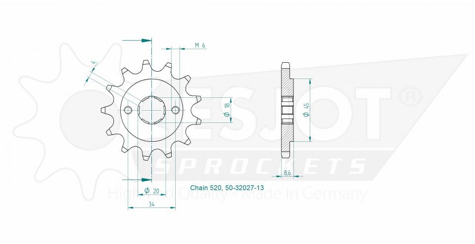 Pignon de sortie de boite Esjot pour Auto Neuf