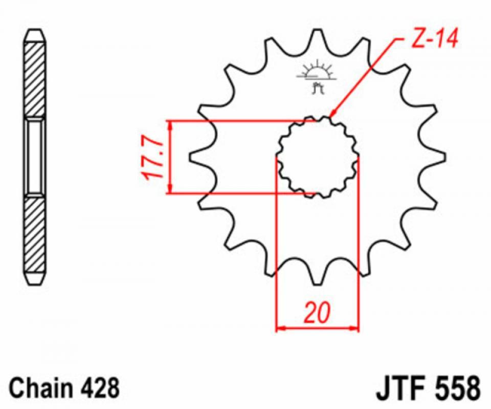 Pignon de sortie de boite JT Sprockets pour Moto Derbi GPR 16 dents Pas 428 / JTF558.16 Neuf