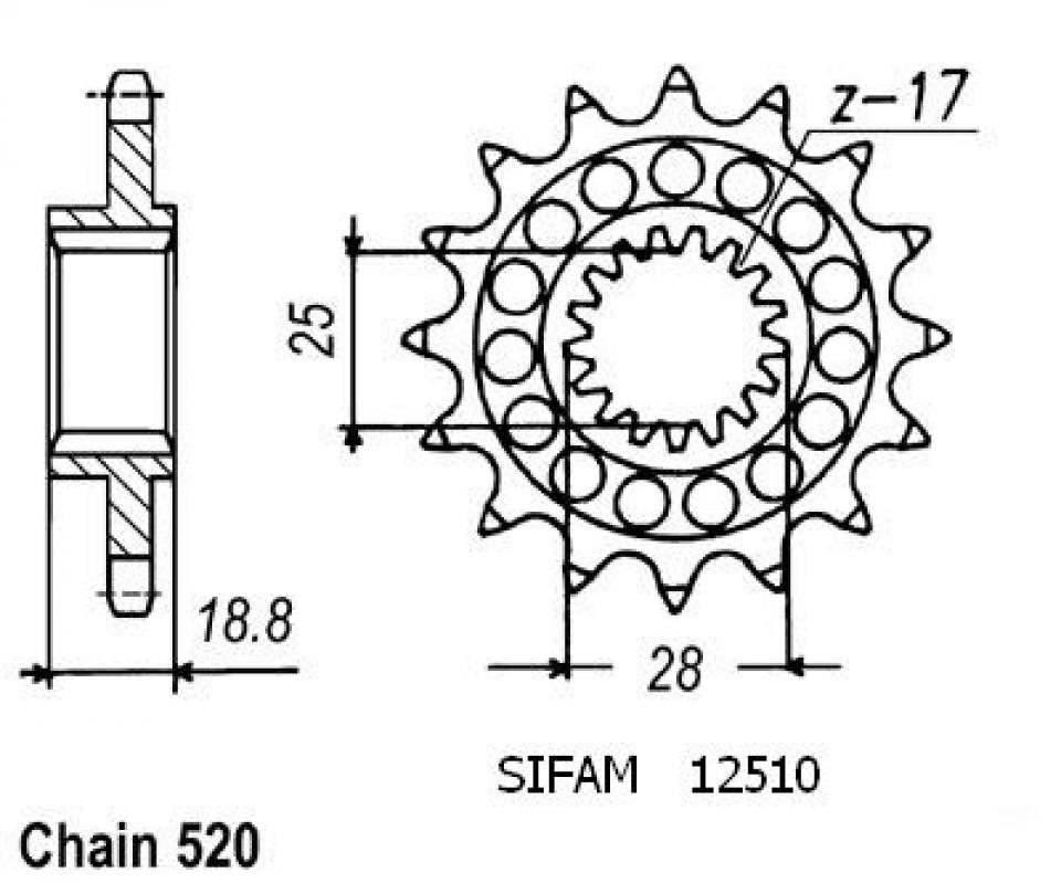 Pignon de sortie de boite Sifam pour moto Aprilia 1000 RSV 15 dents pas 520 Neuf