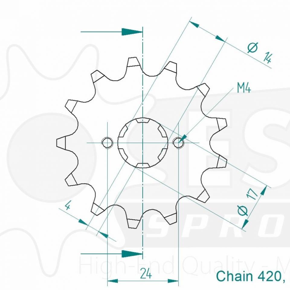 Pignon de sortie de boite Esjot pour Derbi 50 Senda 50-13024-13 / 13x420 Neuf