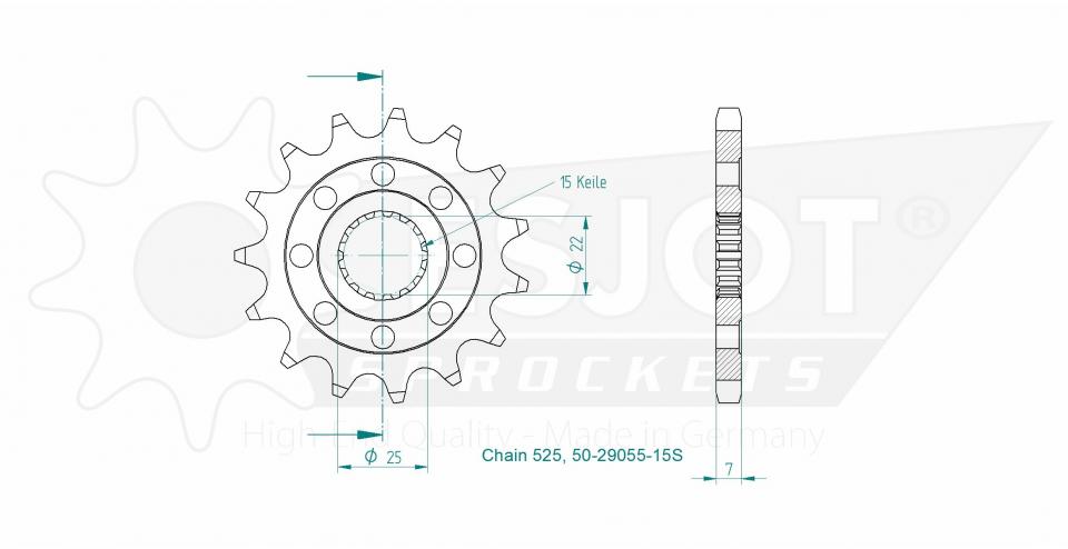 Pignon de sortie de boite Esjot pour Moto Kawasaki 1000 Ninja H2 2015 à 2020 Neuf