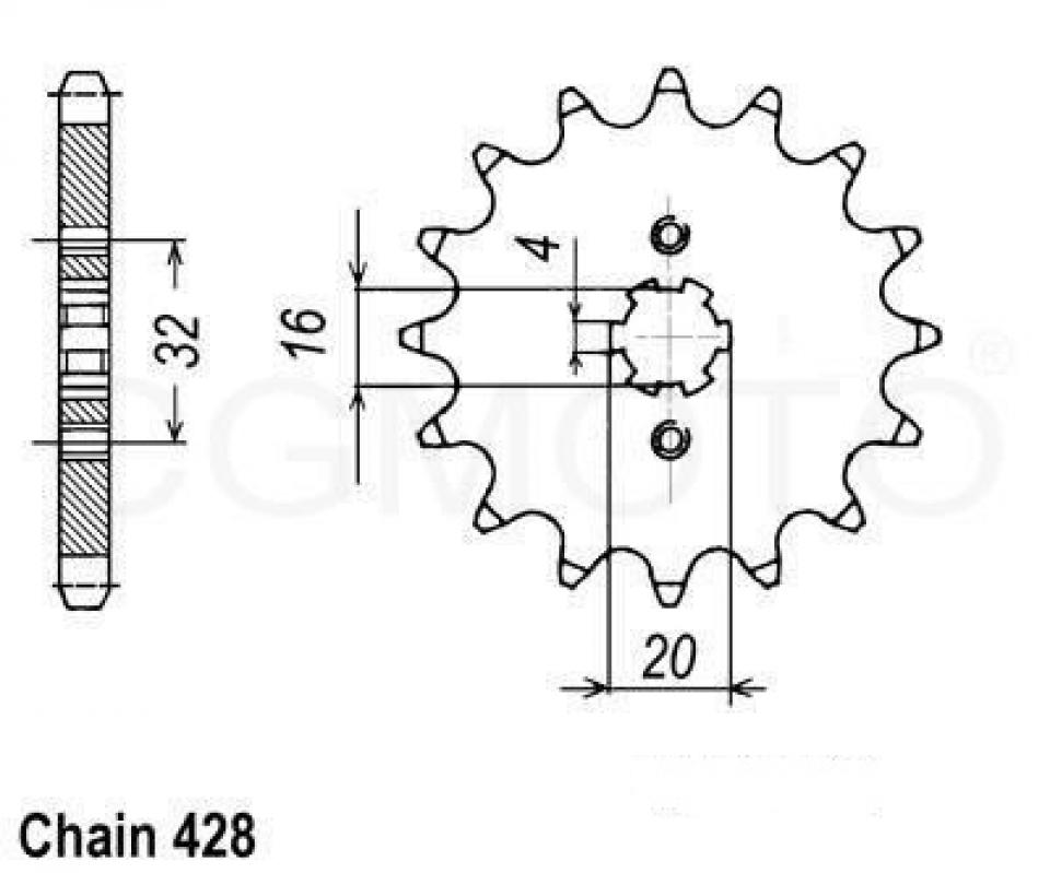 Pignon de sortie boite 14dts pas 428 93822-14240 pour moto Yamaha 125 YZF-R 5D7