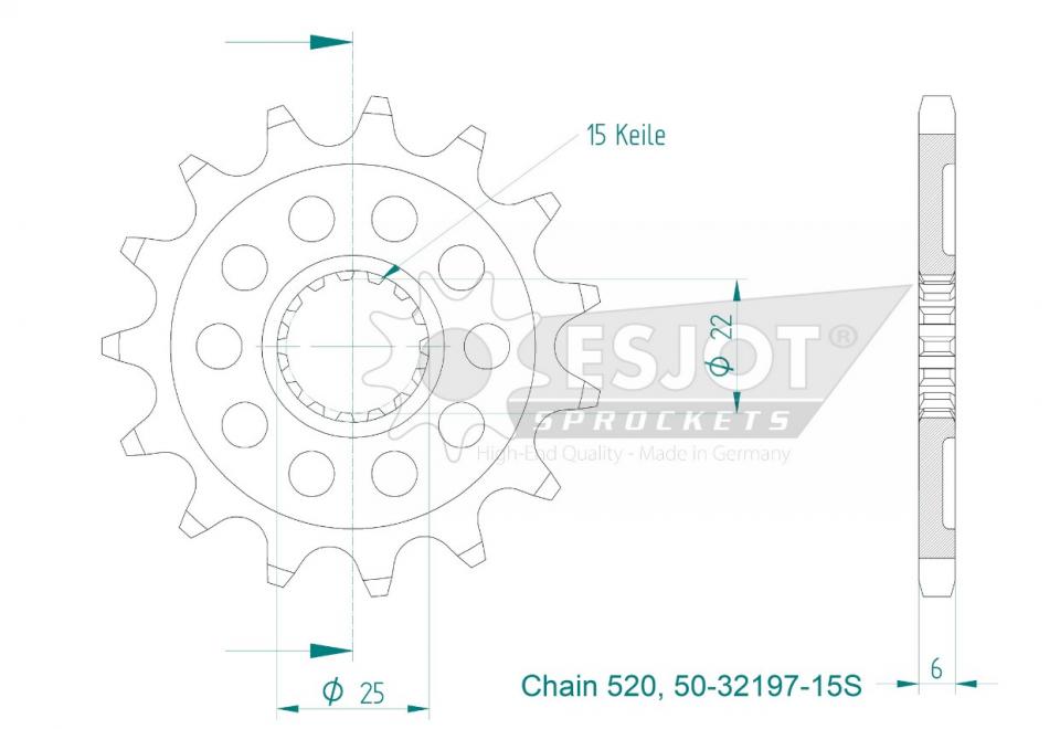 Pignon de sortie de boite Esjot pour Moto ROYAL ENFIELD 350 Classic 2021 à 2023 Neuf